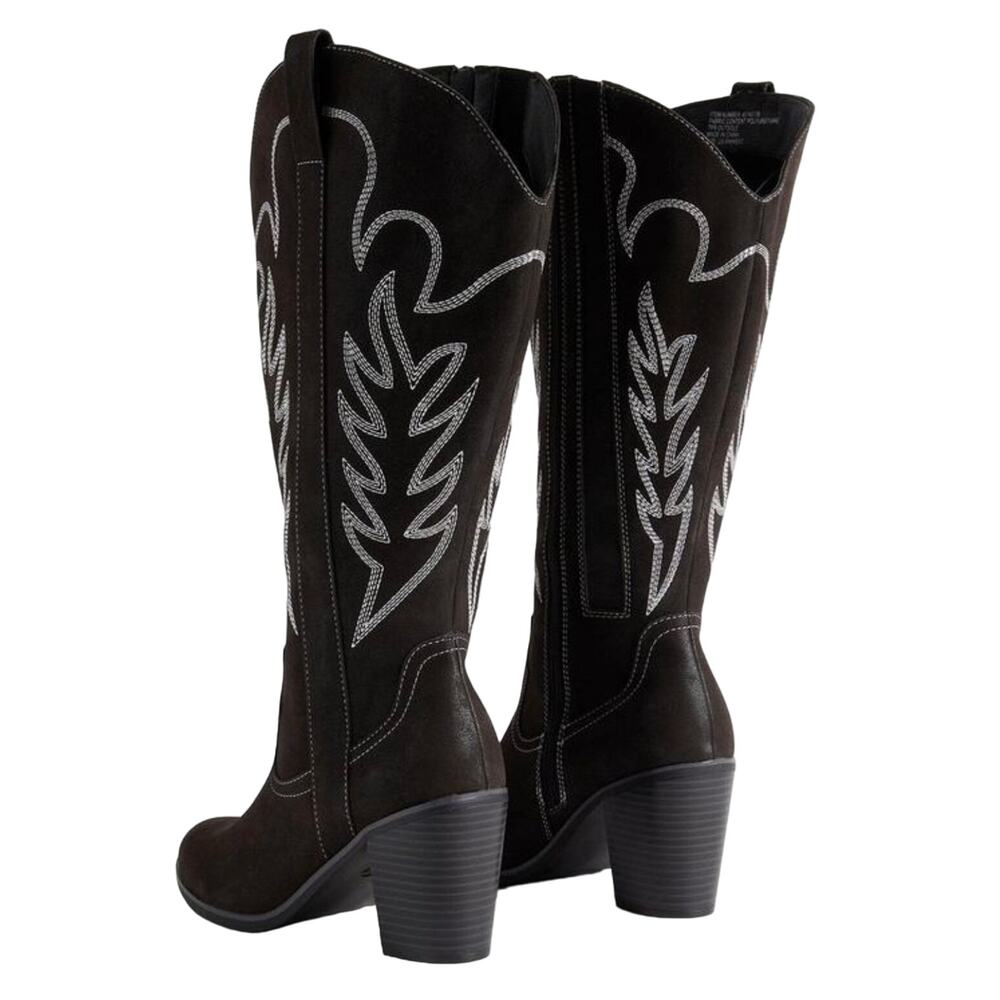 NWT TORRID Tall Shaft Heeled Western Boot Black Size 6 Wide Calf Country - Picture 3 of 16
